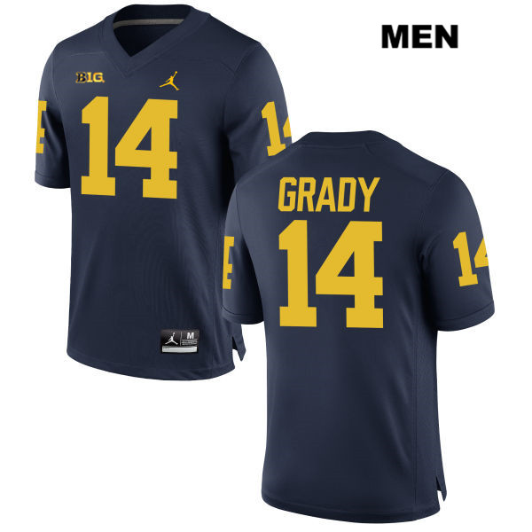 Men's NCAA Michigan Wolverines Kyle Grady #14 Navy Jordan Brand Authentic Stitched Football College Jersey WX25C61GV